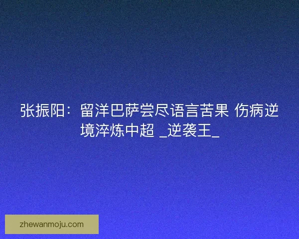 张振阳：留洋巴萨尝尽语言苦果 伤病逆境淬炼中超 _逆袭王_